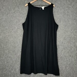 Ava & Viv Dress Womens 3X Plus Black Linen Blend Sleeveless Shift Keyhole Back